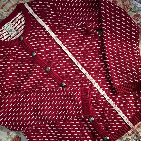 Vintage LL Bean cardigan with metal buttons M medium wool and cotton intarsia - Picture 5 of 8